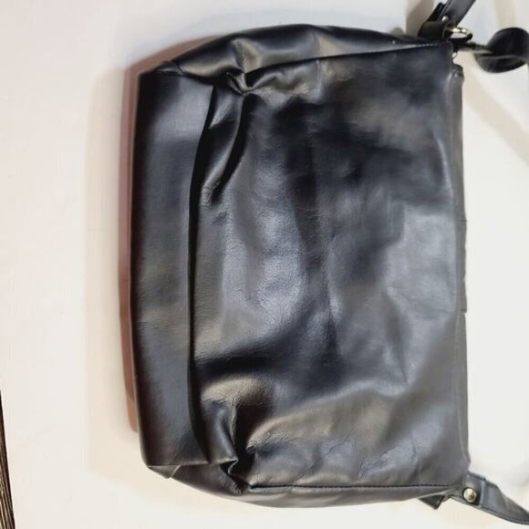 Vintage 90s Y2K Black Vegan Leather Croc Embossed Shoulder Bag - Picture 9 of 16